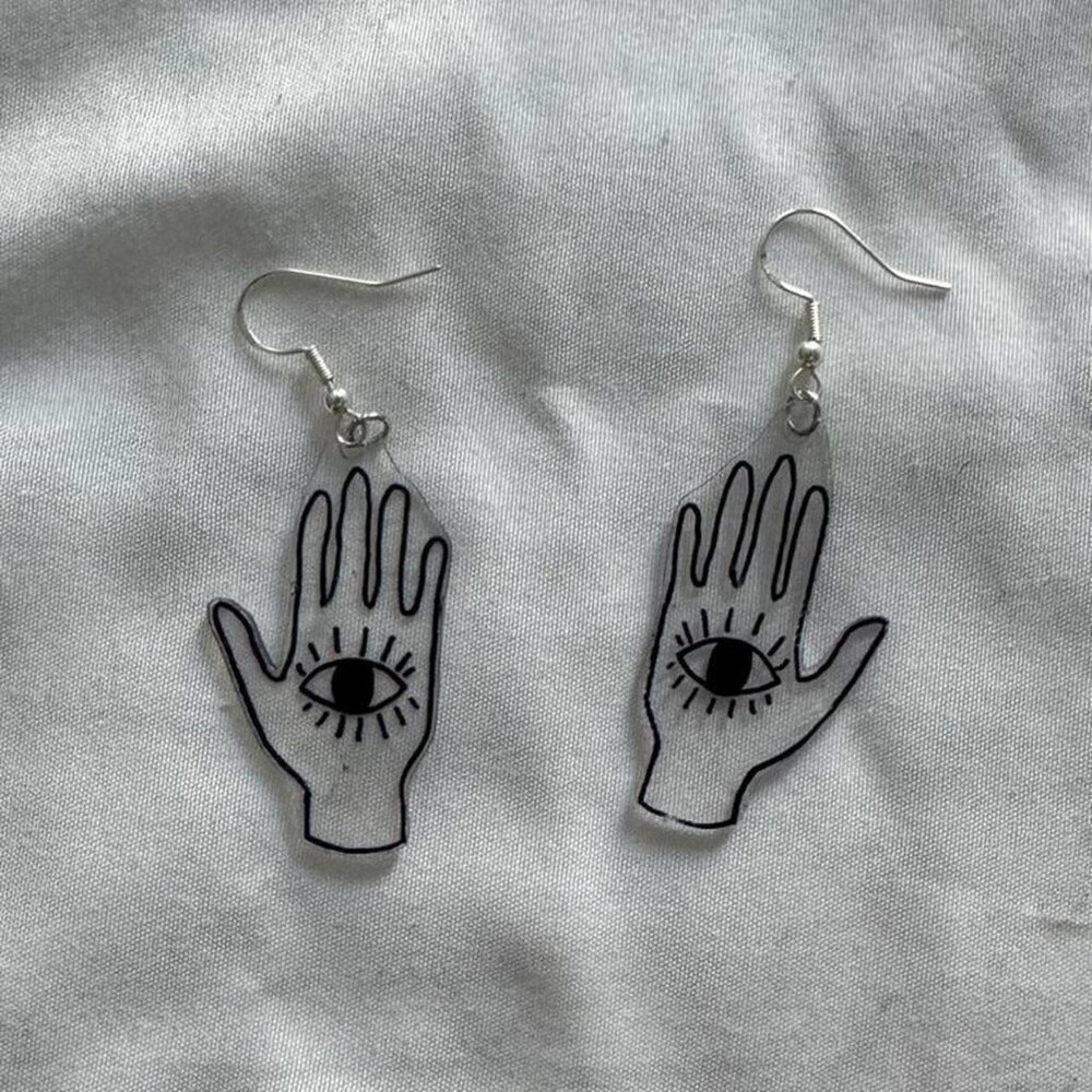 Magic Hand shrinky dink earrings | handmade quirky earrings witchy
